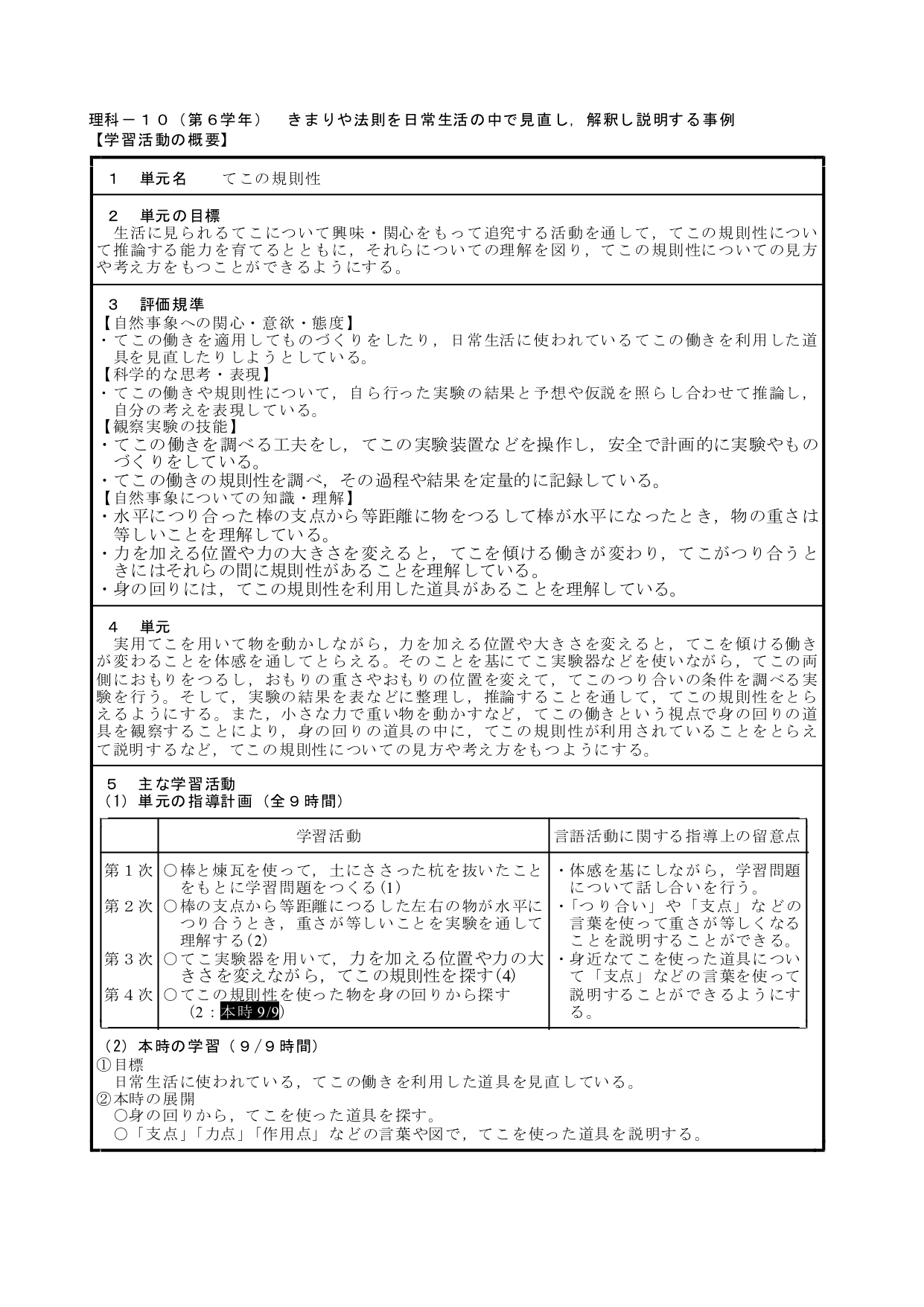 てこの規則性（理科 指導案） | EDUPEDIA
